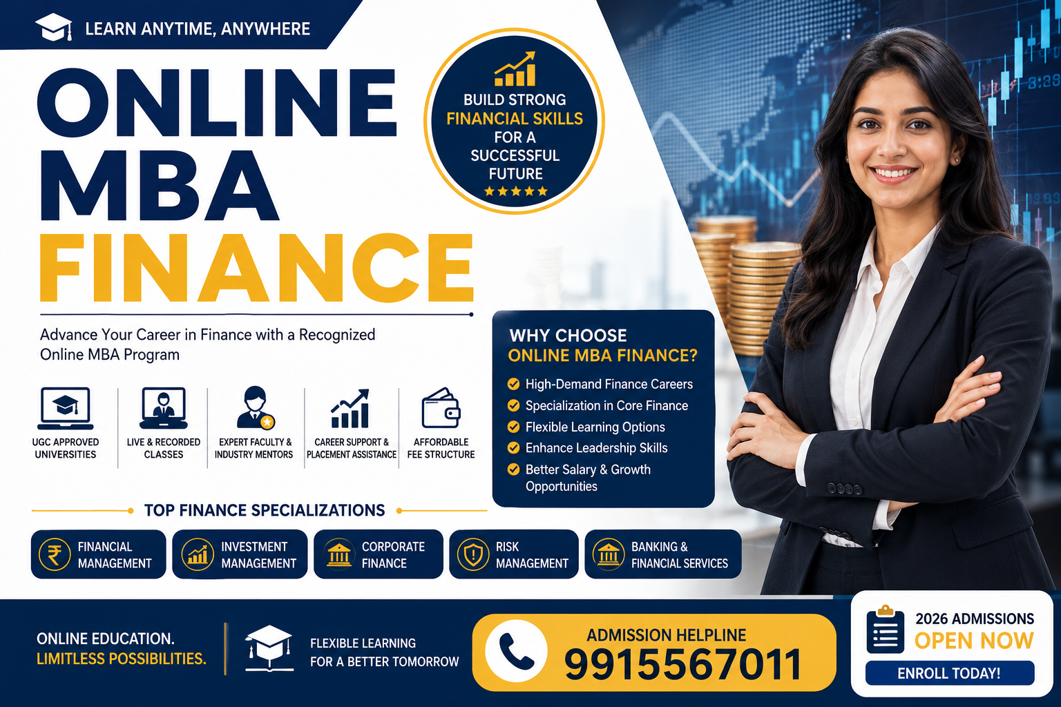 Online MBA in Finance banner design