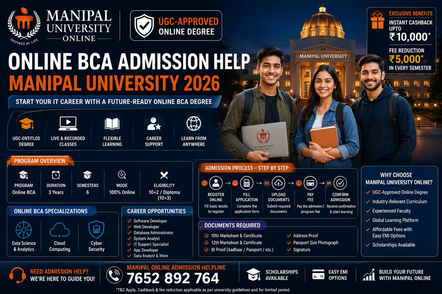 Manipal Online BCA Admissions Poster