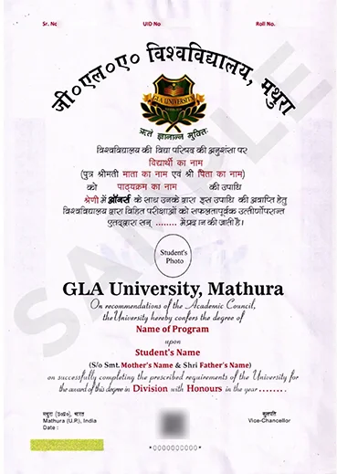 GLA University Online Degree Certificate