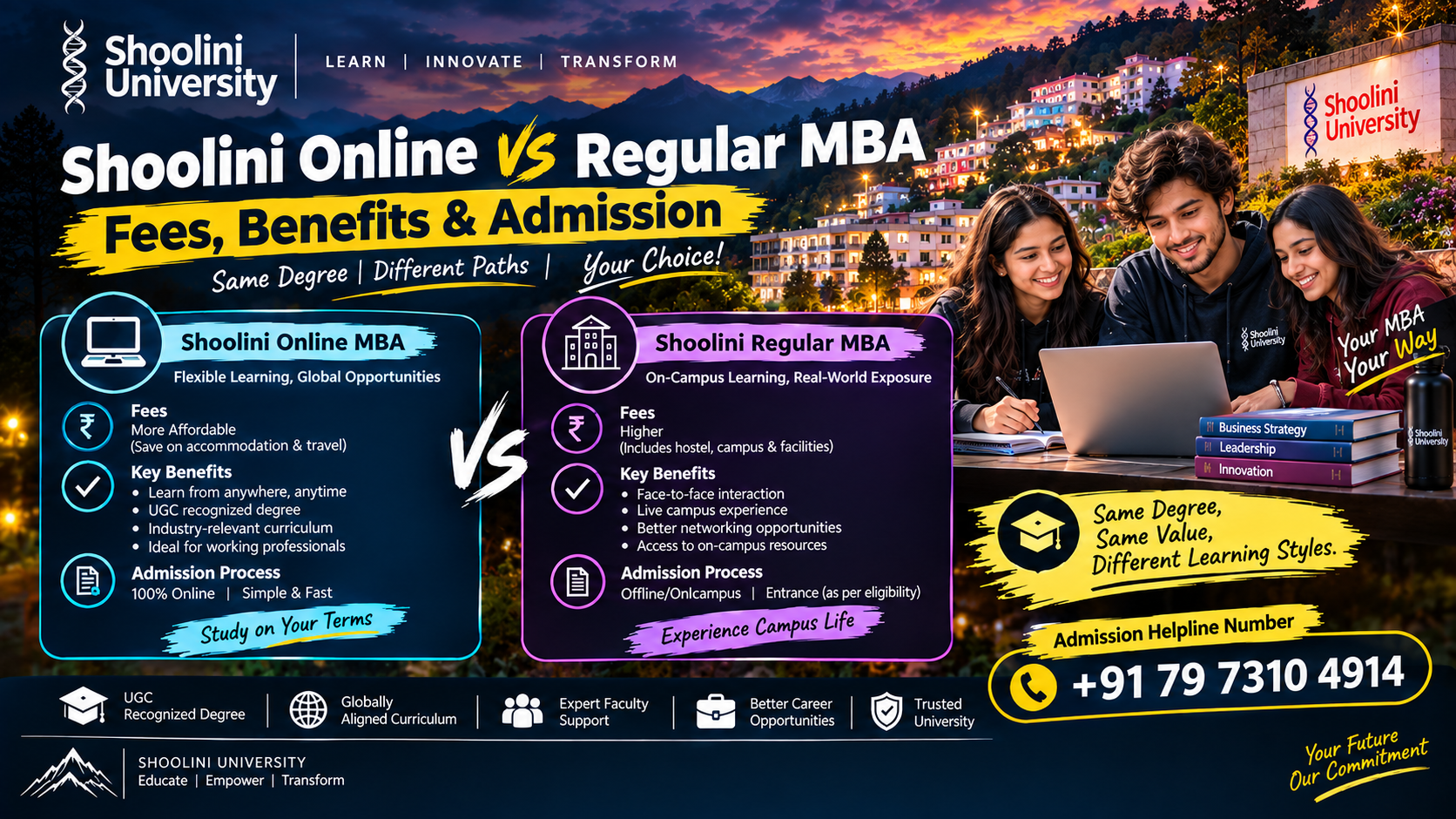 Shoolini Online vs Regular MBA