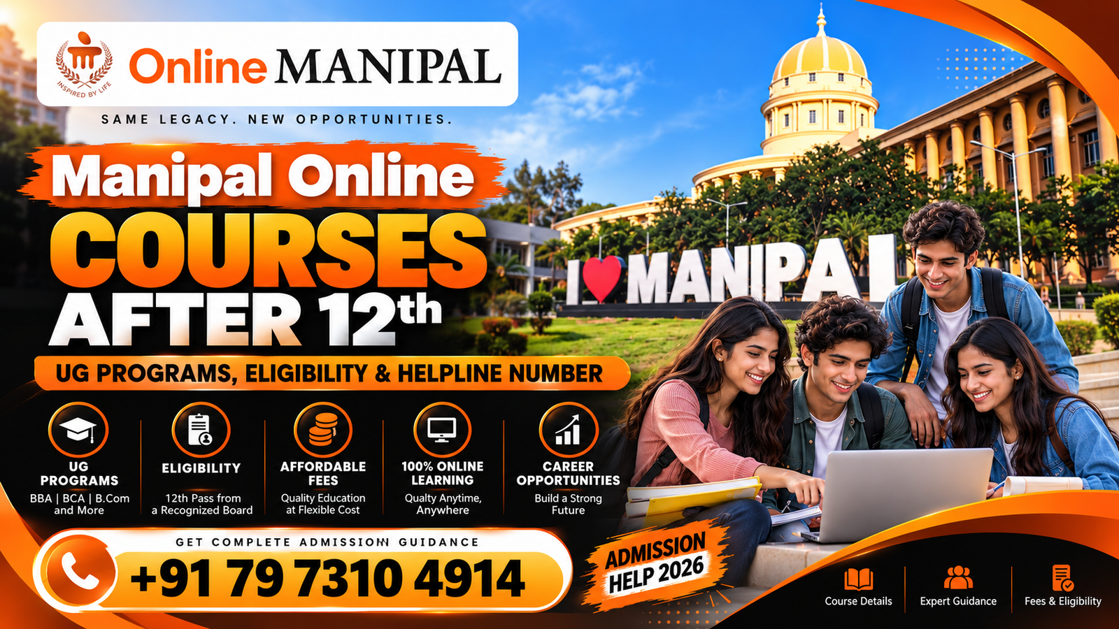 Manipal Online Courses After 12th 2026: UG Programs, Eligibility, Fees, Admission Process & Helpline Number