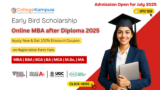 Online MBA After Diploma 2025: 100% Discount Coupon on Registration Form Fees – Eligibility, Scholarships, Admission, Fees, Placement & All Online Courses